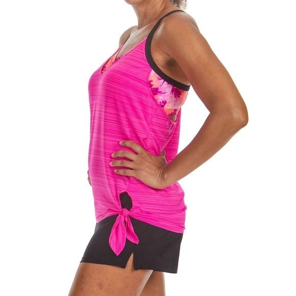 NWT ZeroXposur $94 Womens Fuchsia Side Knot Tankini 2 Pc Swimsuit - Picture 3 of 5